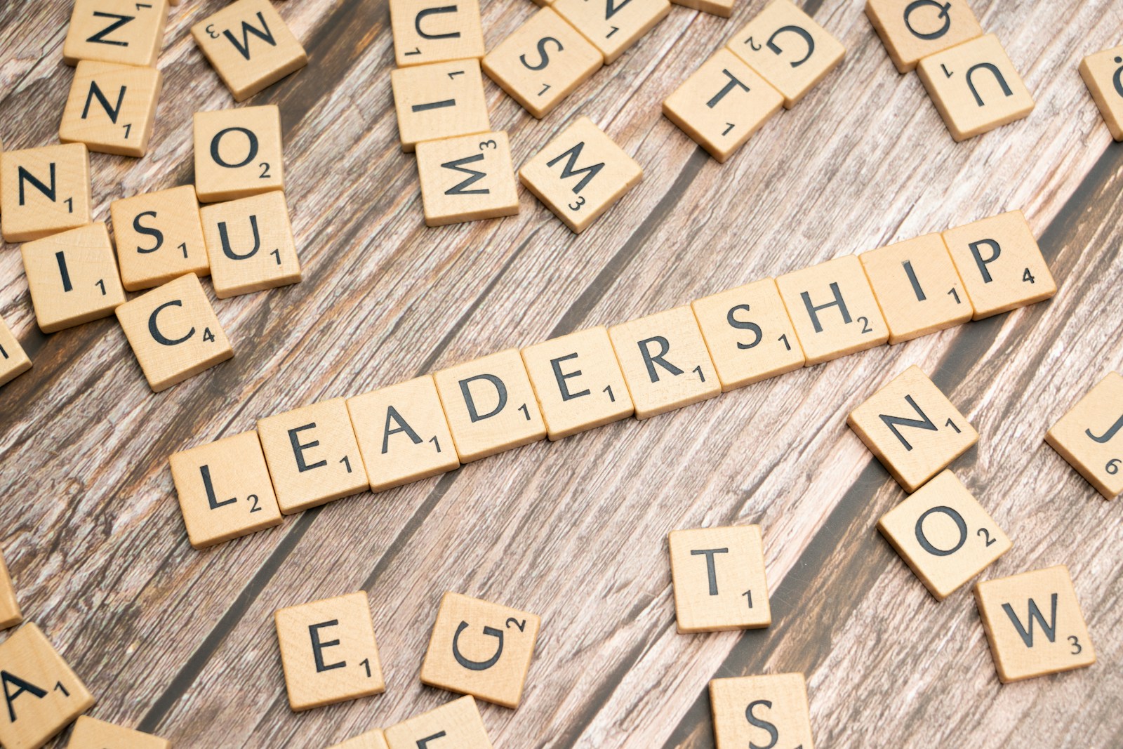 scrabble tiles spelling out the word leadership on a wooden surface; founders mindset shifts