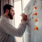 a man writing on a white board with orange markers; entrepreneurs partner visa
