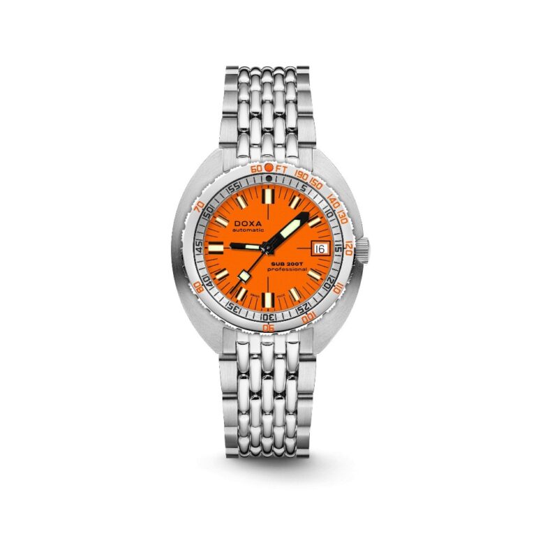 Montre de plongée Doxa Sub 200T, cadran orange, bracelet acier